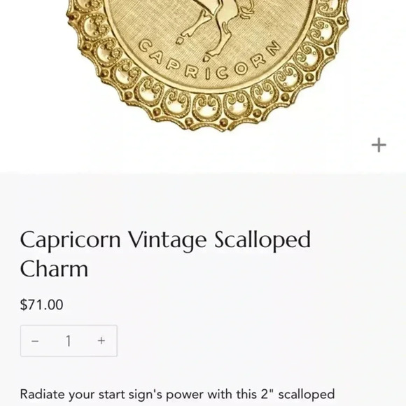 Beautiful Gold Coloured Capricorn Vintage Pendant/charm For Necklace Scalloped - Picture 6 of 6